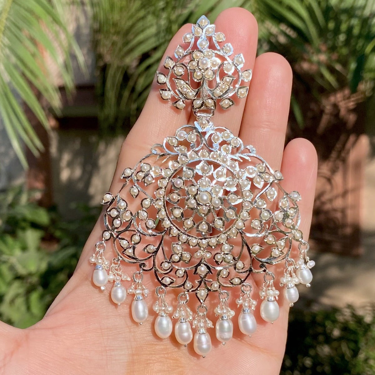 Oversized Edwardian Earrings | Silver Pearl Jewelry