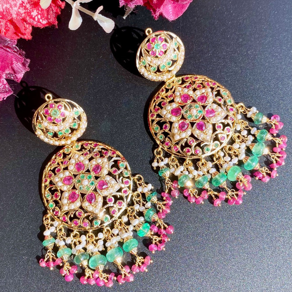 Hyderabadi kashmiri gold earrings latest designs