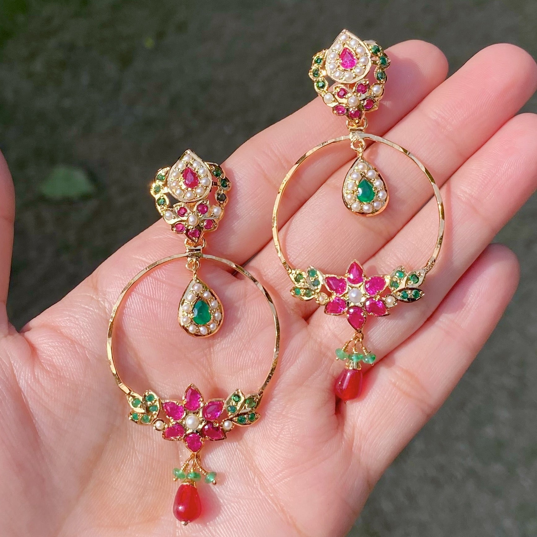 Gold Plated Chandbali Earrings, Delicate Jewellery ER 545