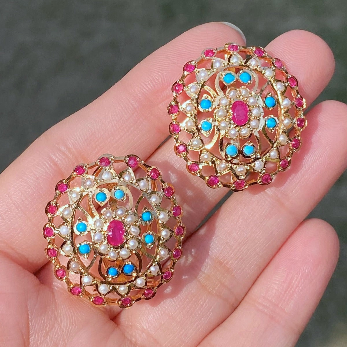 Intricate OvalcStud Earrings | Multicoloured Indian Earrings | Western Design ER 546A