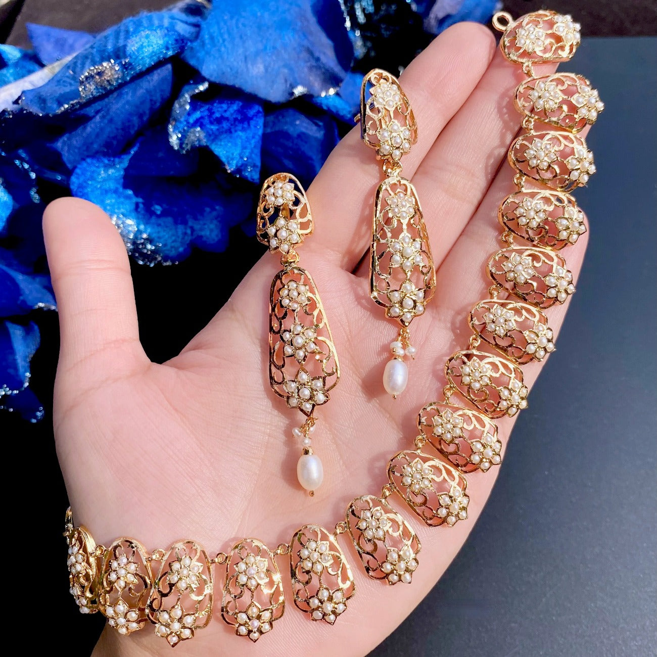 real pearls Hyderabadi necklace set