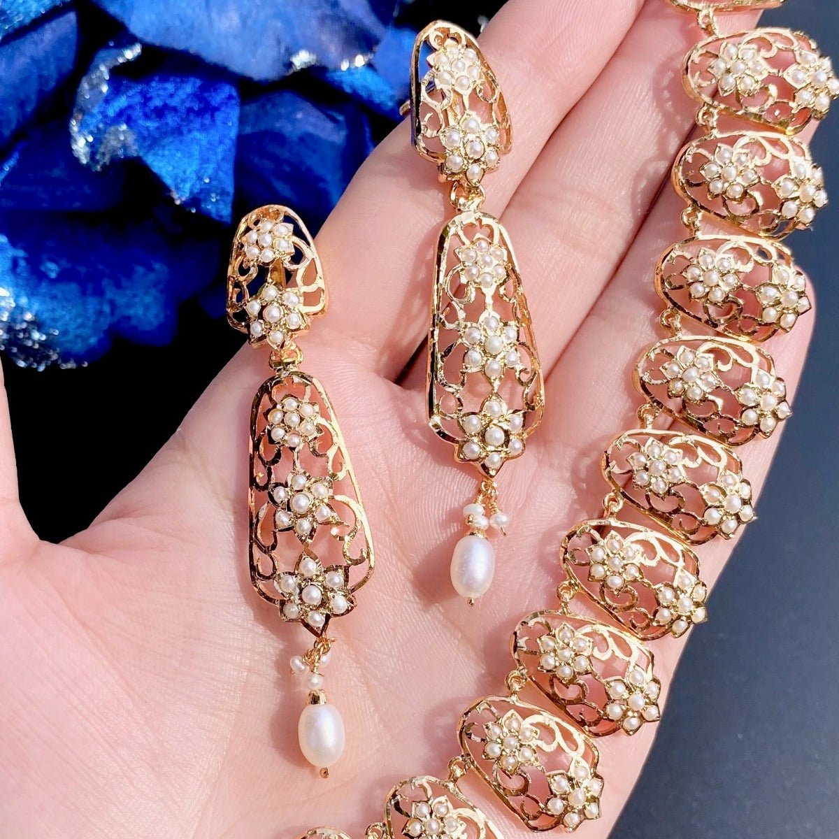 Indo-western wear pearl necklace set