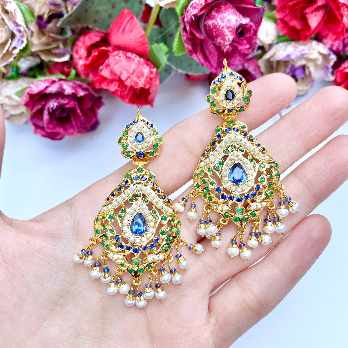 pakistani jadau earrings gold plated