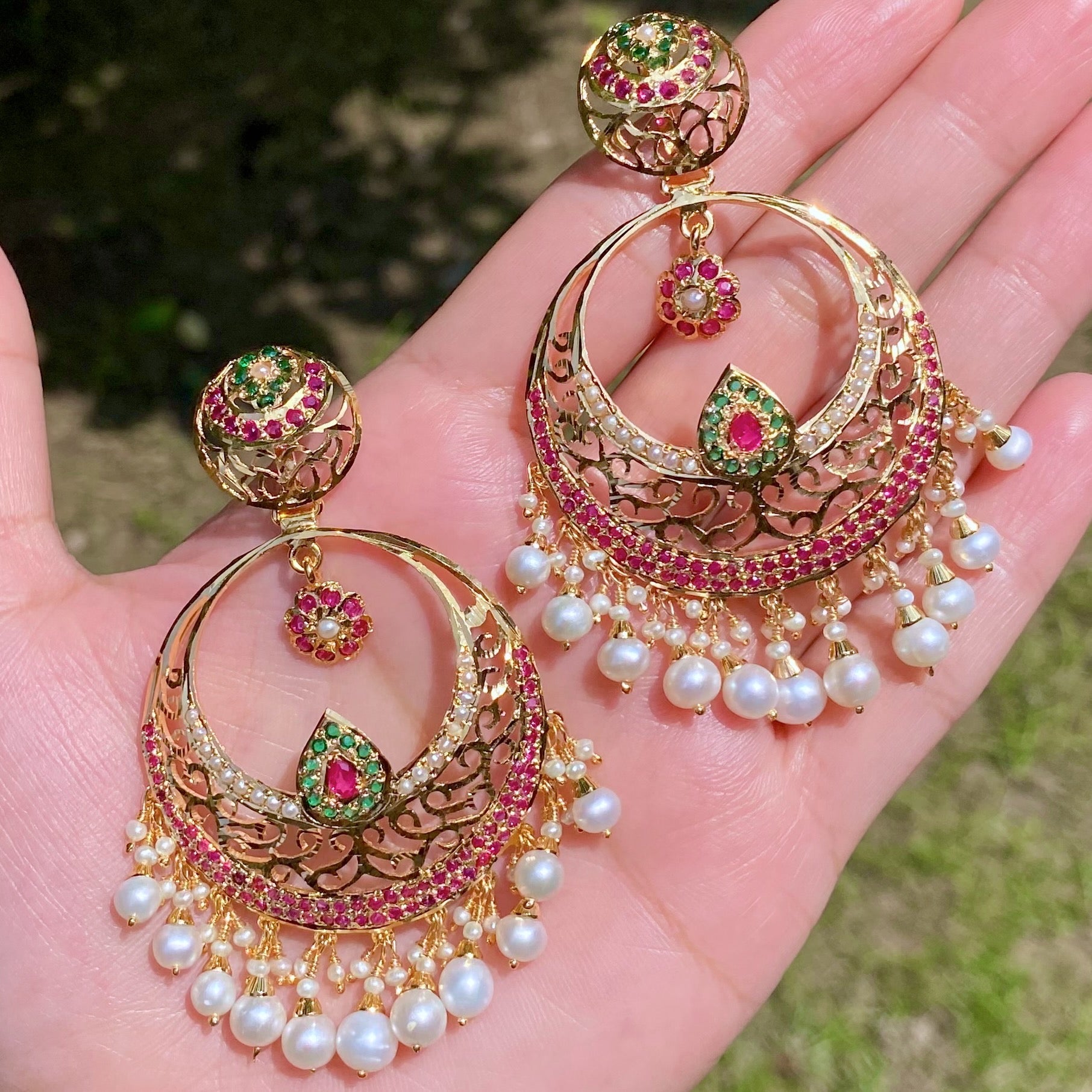 Intricate Chandbali Design | Stone Studded Earrings on 925 Silver | ER 604