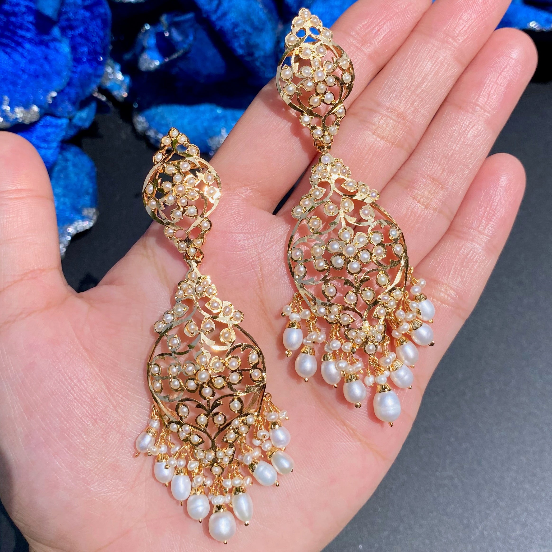 Antique Design Long Pearl Earrings | Edwardian Era Inspired | Freshwater Pearls on Silver ER 606