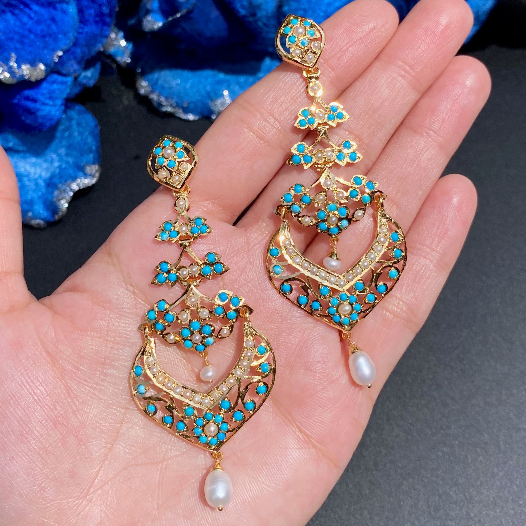 Gorgeous Pheroza Danglers | Gold Plated on Silver Base | ER 605