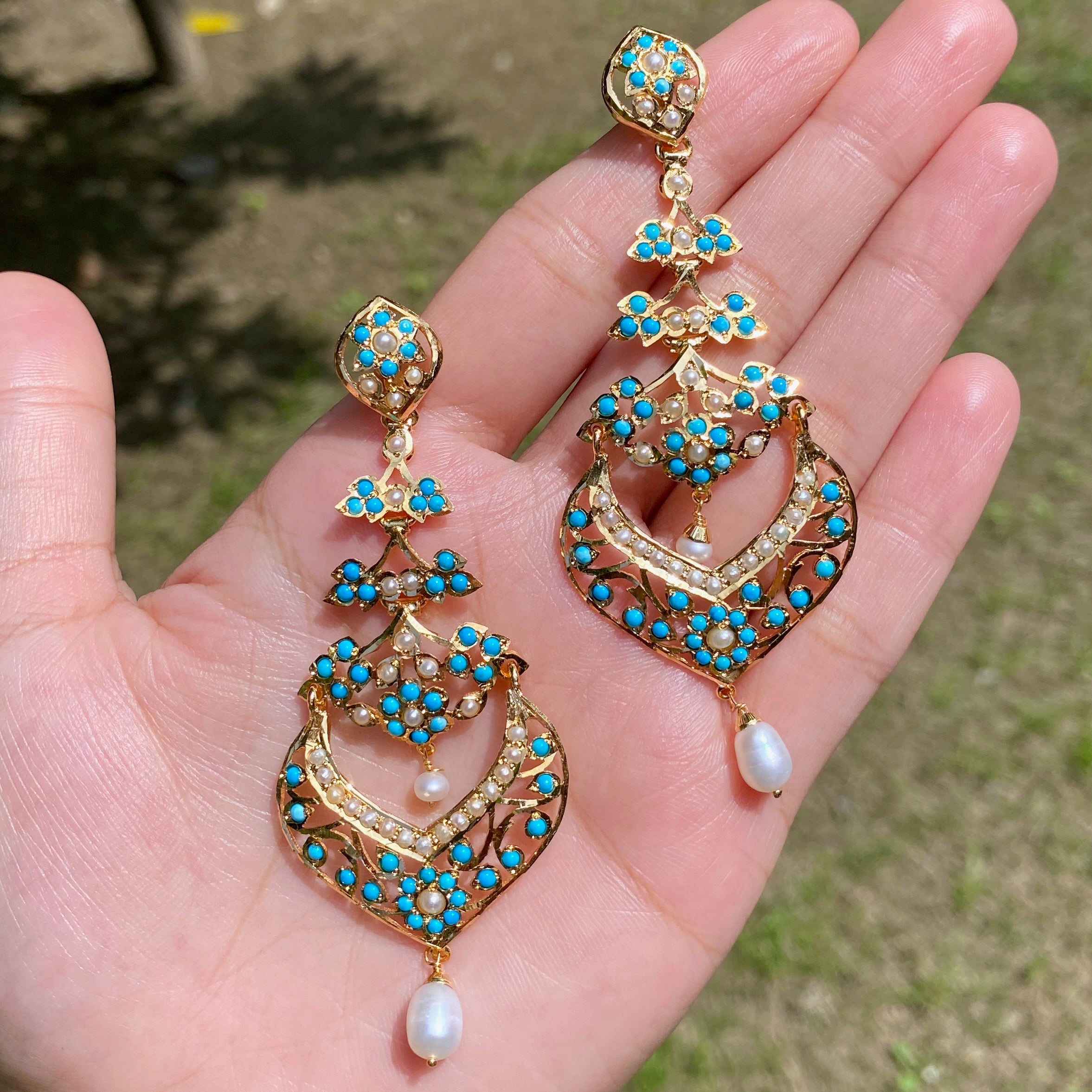 Gorgeous Pheroza Danglers | Gold Plated on Silver Base | ER 605