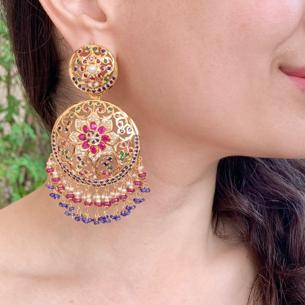Bollywood kundan polki earrings silver