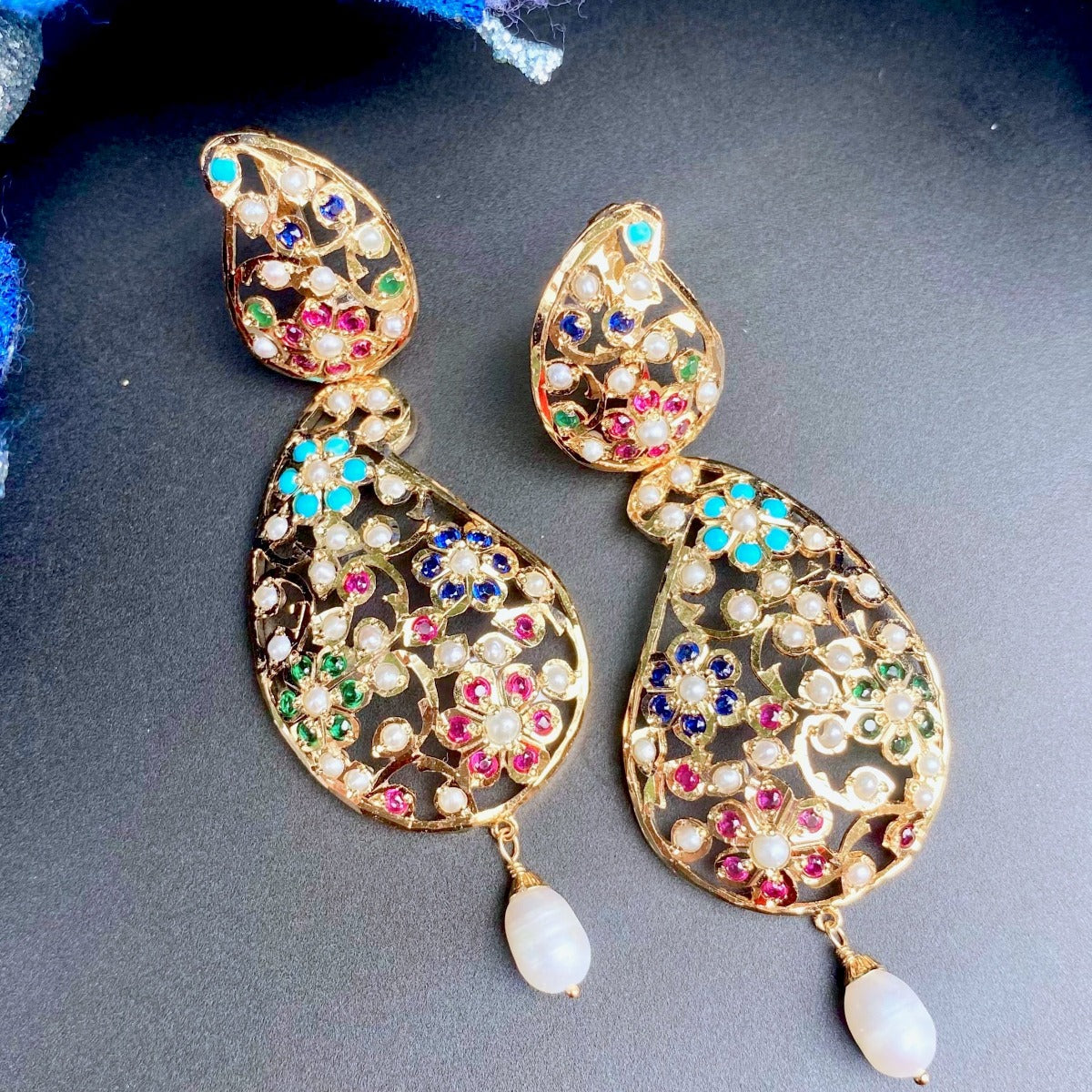 Navaratna earrings gold plated mumbai