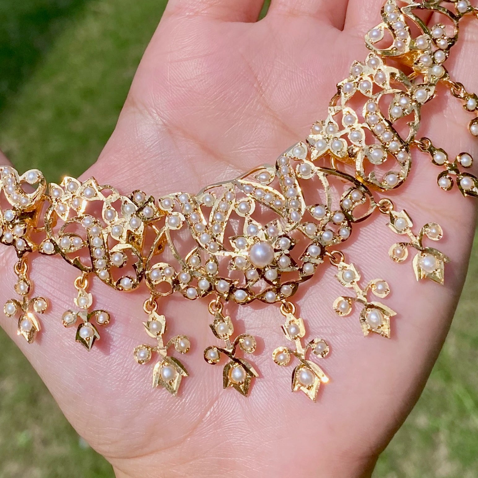 Exclusive Pearl Necklace Set | Gold Plated on Silver Base NS 426