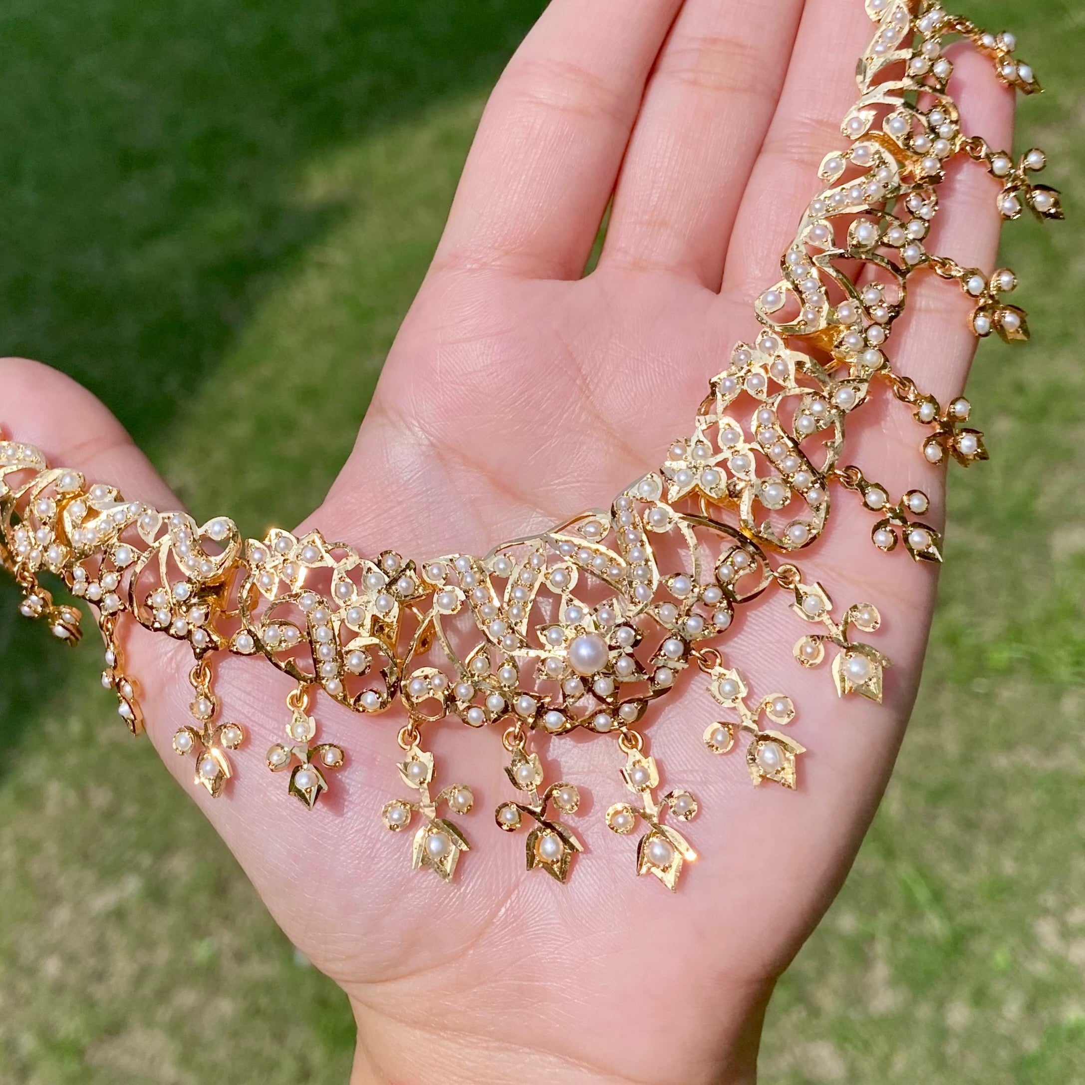 Exclusive Pearl Necklace Set | Gold Plated on Silver Base NS 426