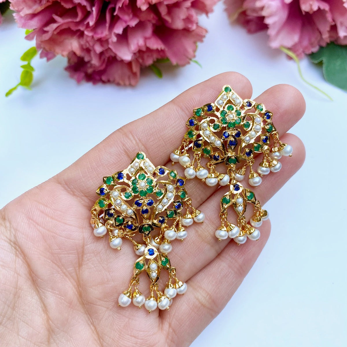 Buy Gold Plated Rani Haar Set Online | Real Pearls  NS 099