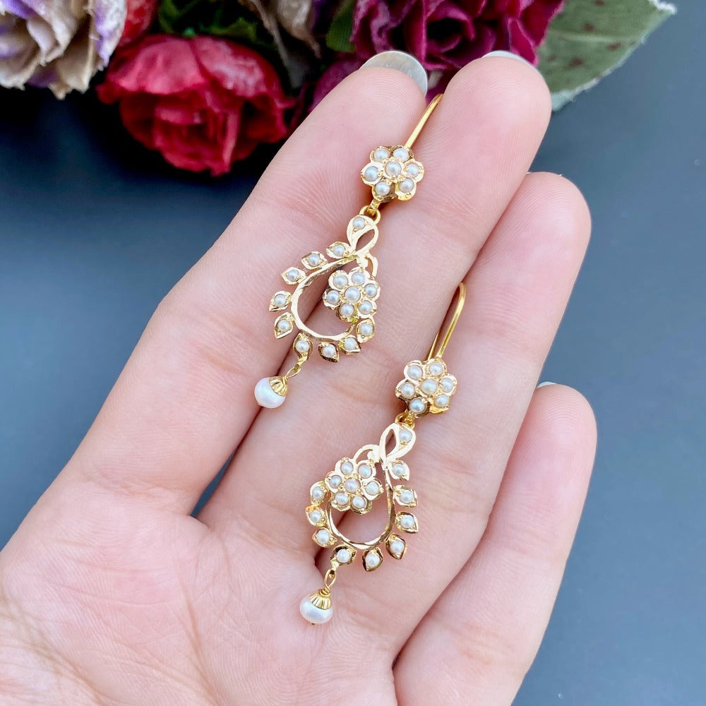 22 karat gold joroa pearl earrings for women under 25000