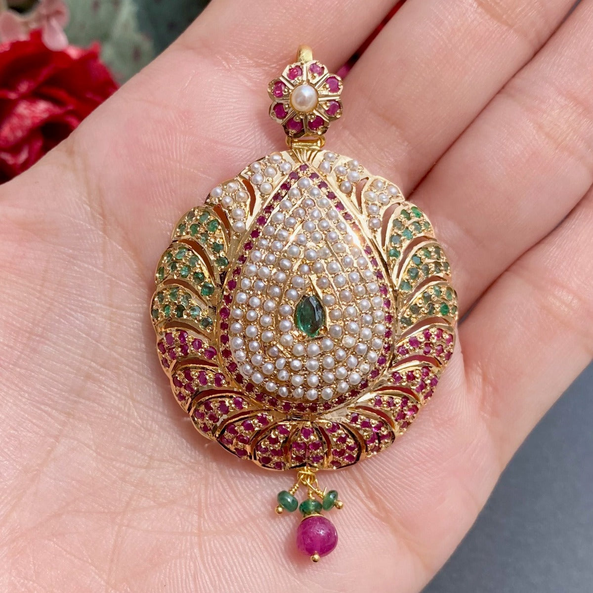 amritsari jadau pendant set