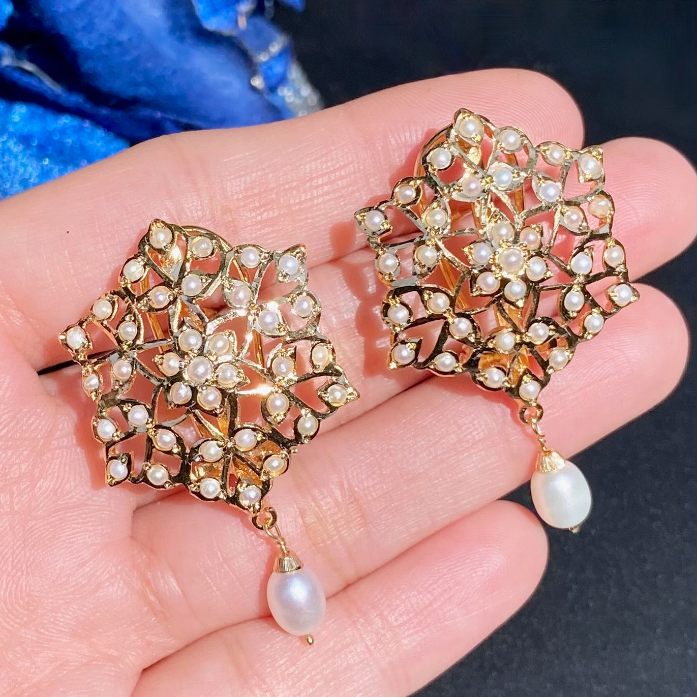 Exclusive Pearl Locket & Earrings Set | Gold Plated on Silver PS 129A