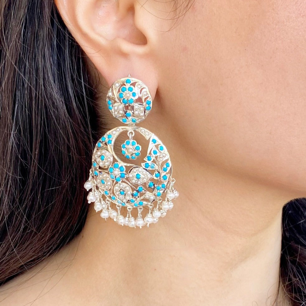 kashmiri chandbali earrings design in jadau