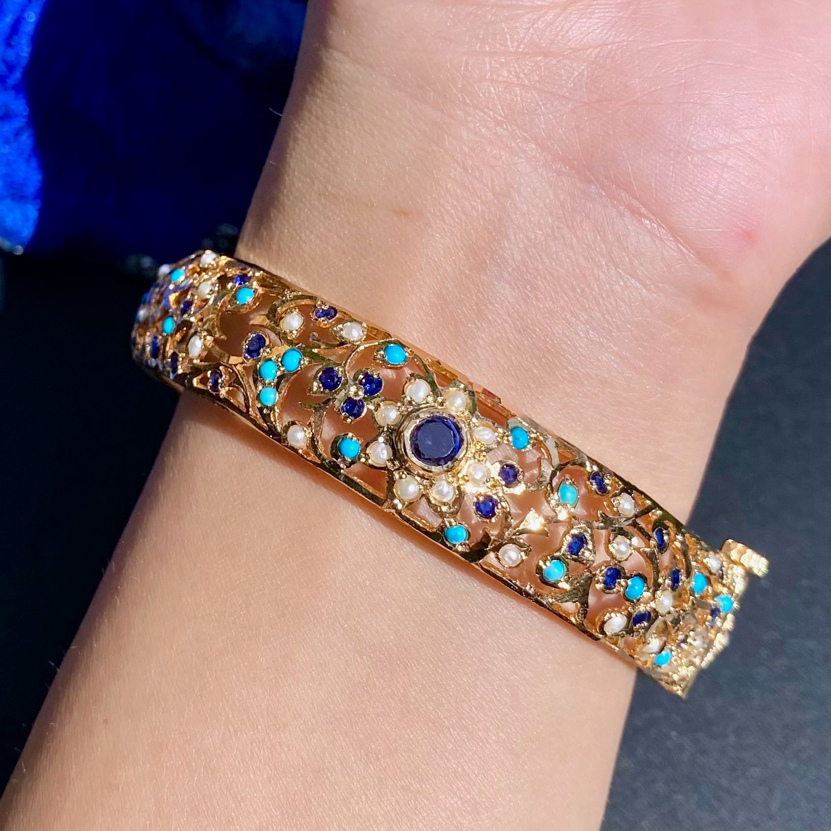 Traditional Indian Jadau Bangle for Women | Gold Plated on Silver Base BG 134