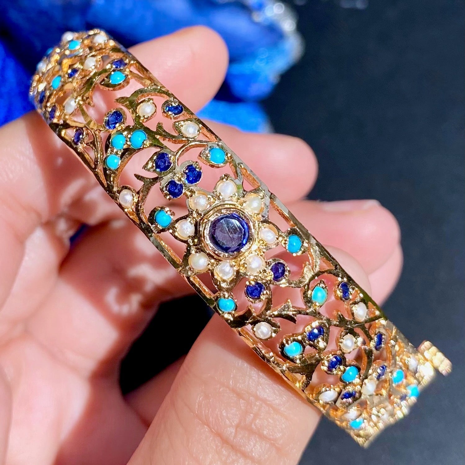 Traditional Indian Jadau Bangle for Women | Gold Plated on Silver Base BG 134