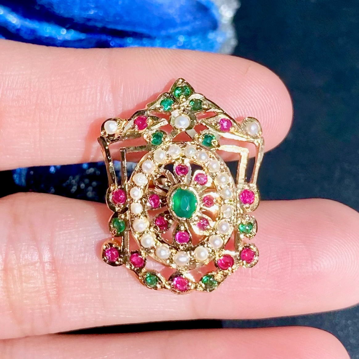 Medium Sized Jadau Cocktail Ring for Women | Gold Plated on SilverLR 104