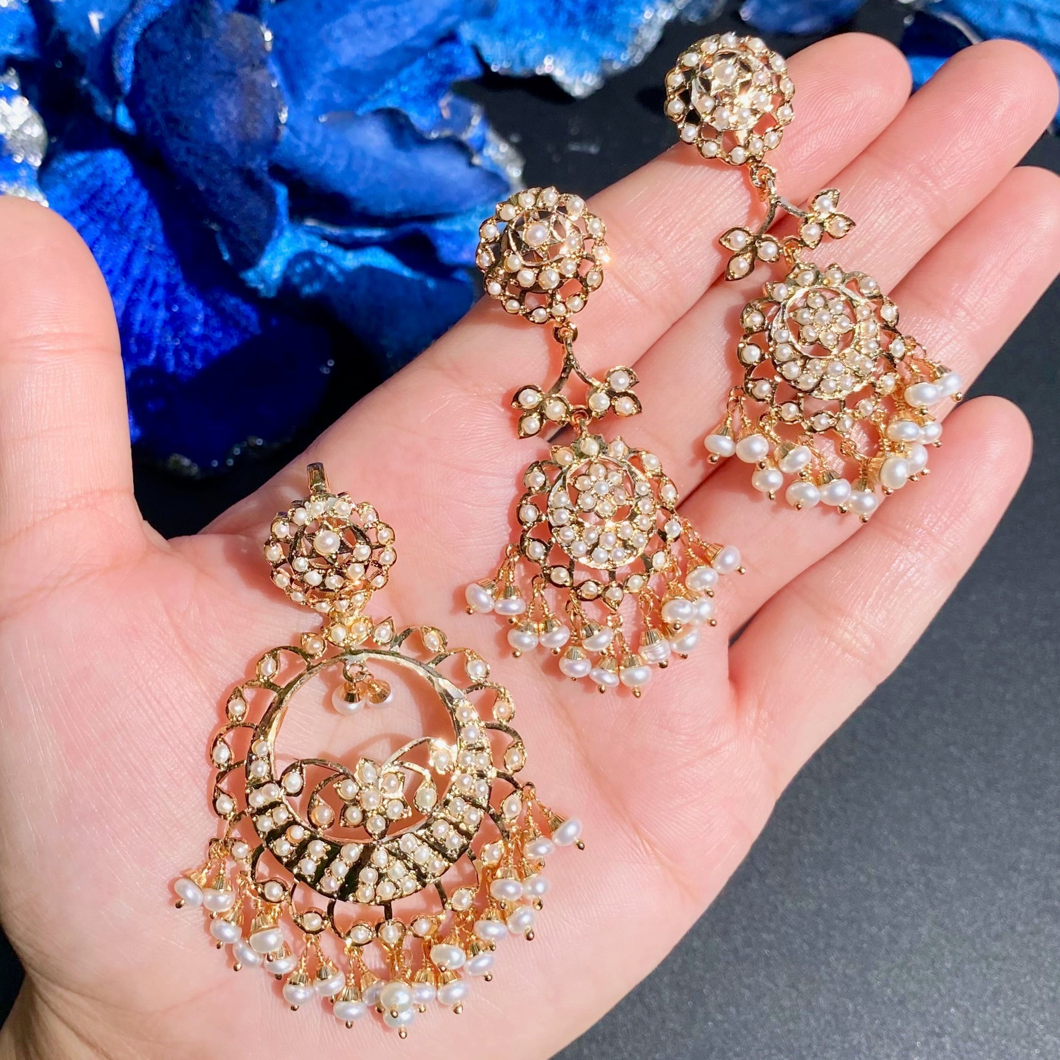 Exquisite Pearl Locket & Earrings Set | Gold Plated on Silver PS 130