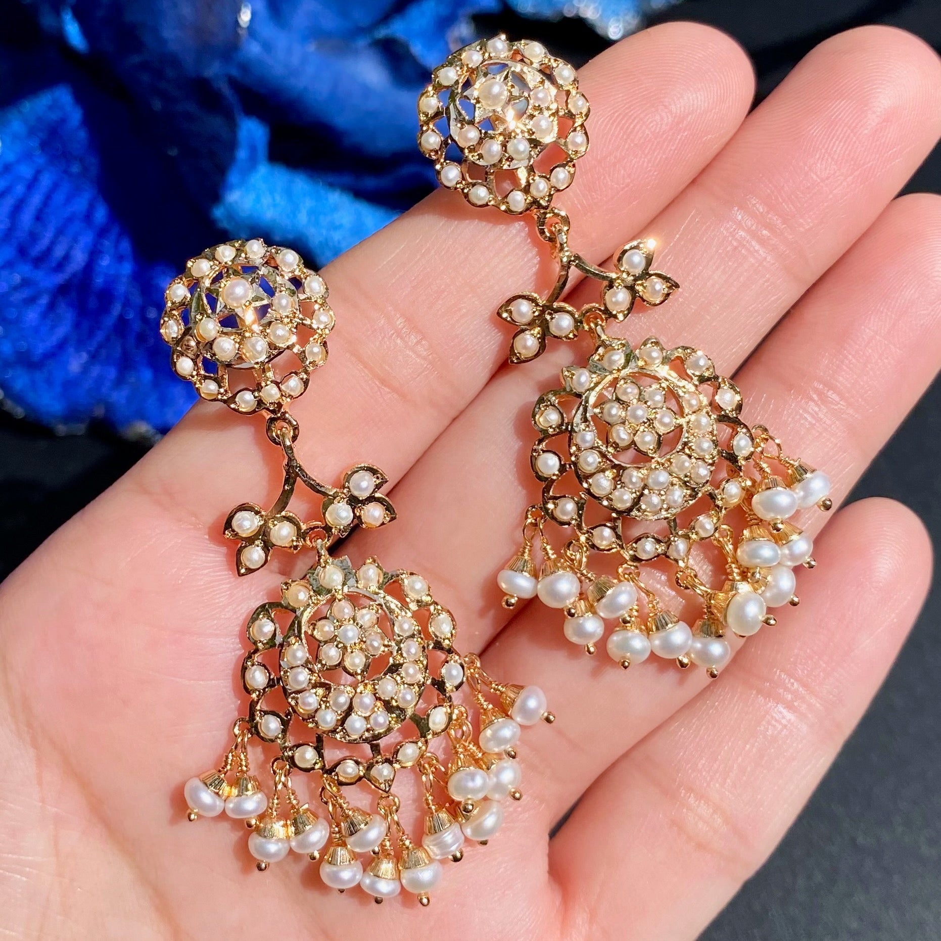 Exquisite Pearl Locket & Earrings Set | Gold Plated on Silver PS 130