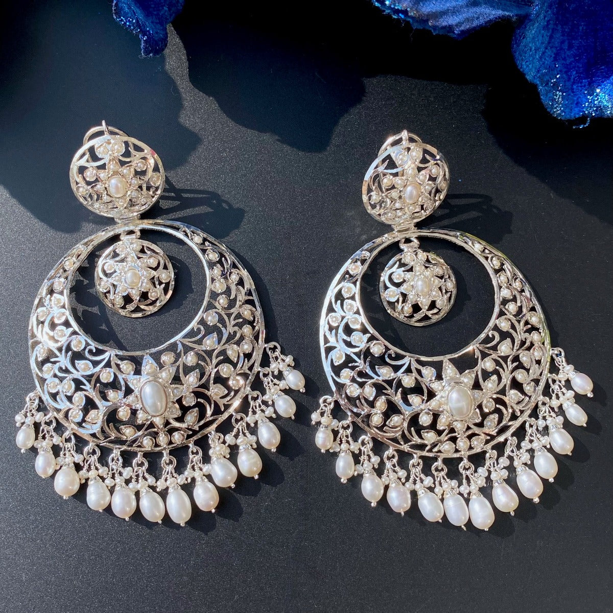 Indian Silver Earrings with Edwardian Victorian Flavor