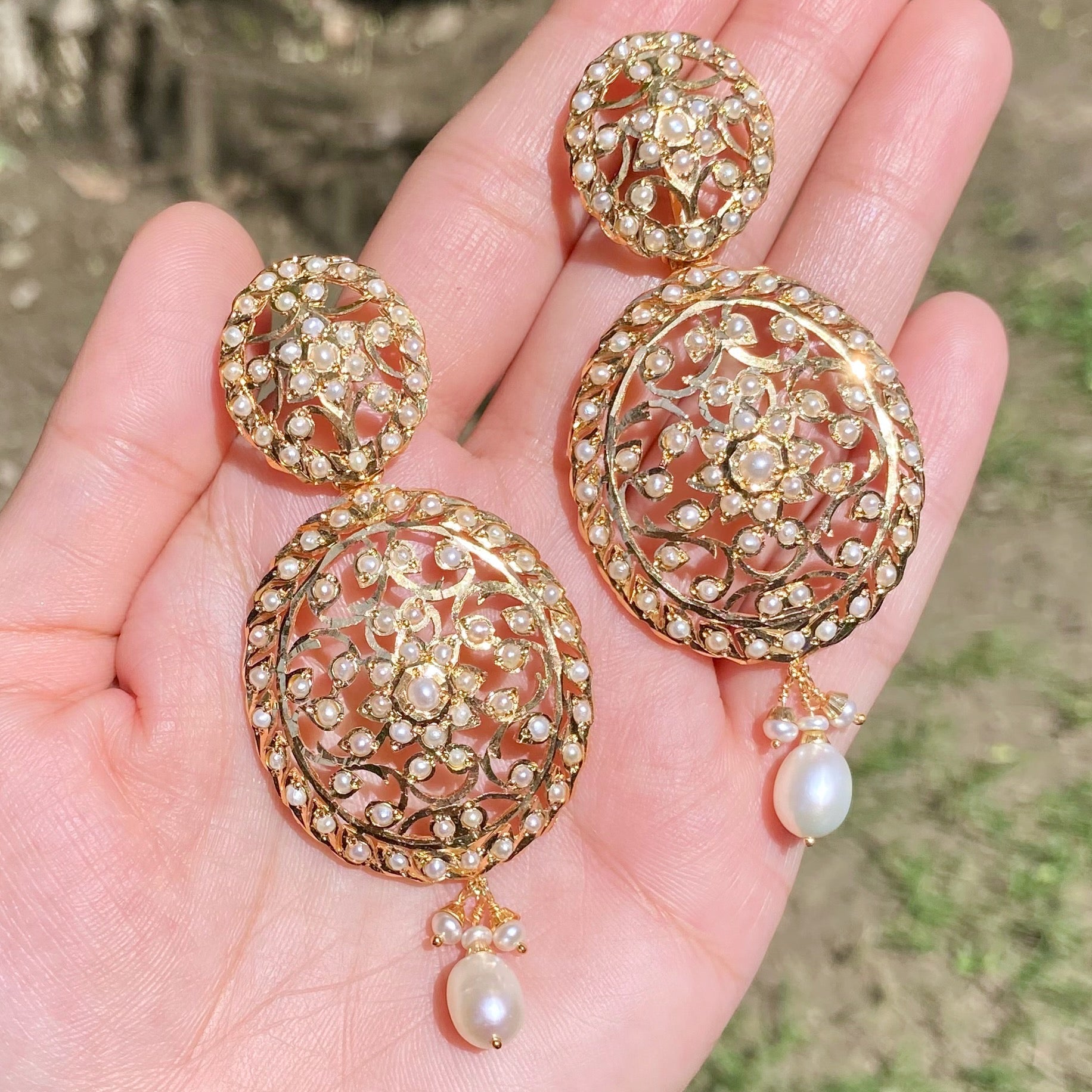 Antique Edwardian Styled Seed Pearl Earrings | Sterling Silver Base ER 613