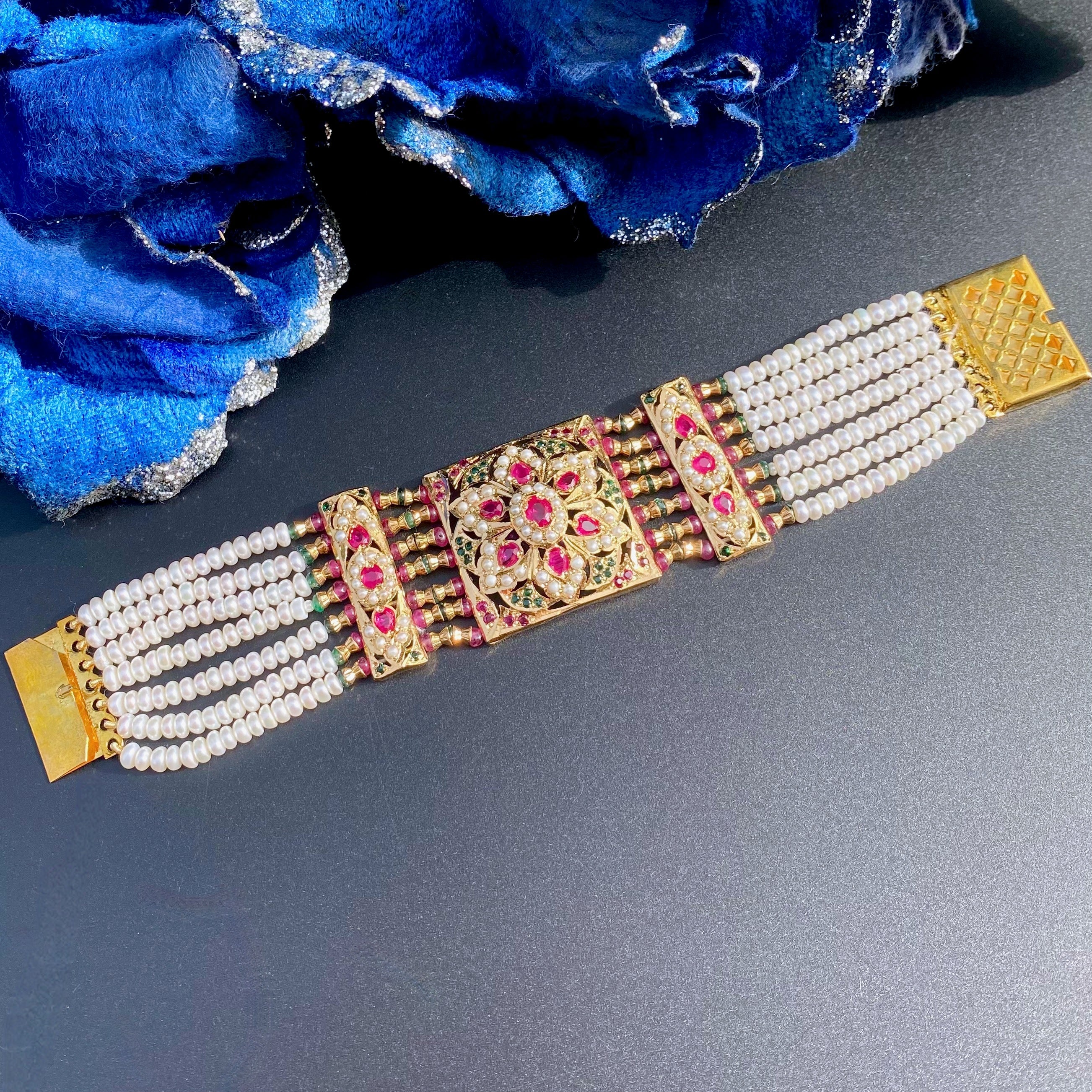 Traditional Rajasthani Dasti on 925 Silver with Gold Plating BG 135