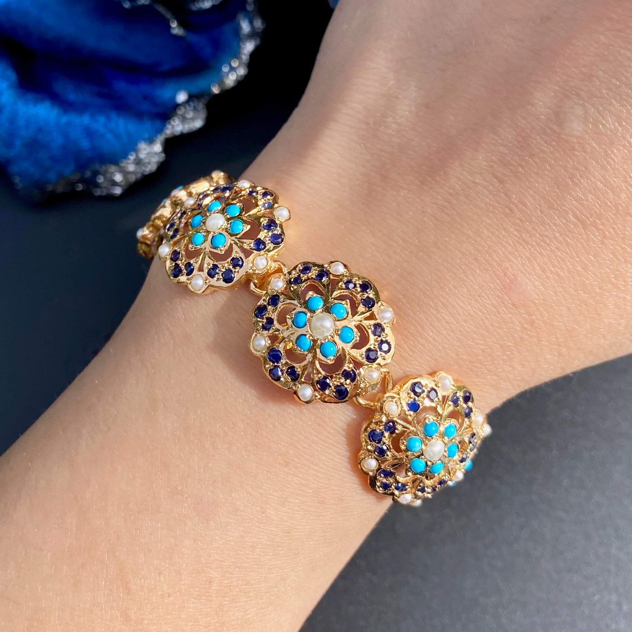 Unique Jadau Bracelet | Simple and Dainty Design | Gold Plated on Silver BG 147