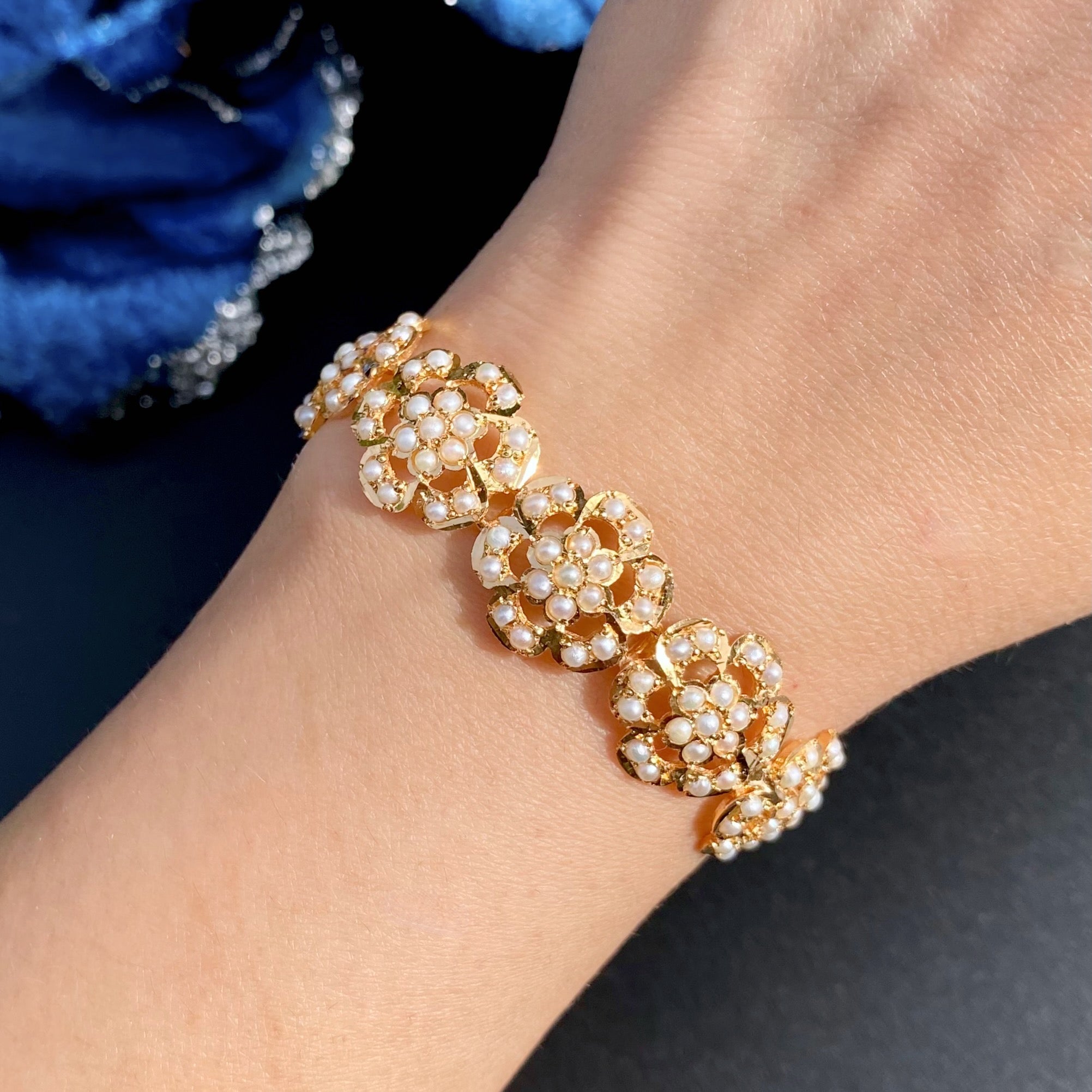 Women'sPearl Bracelet | Gold Plated Silver | Authentic Freshwater Pearls Studded BG 151