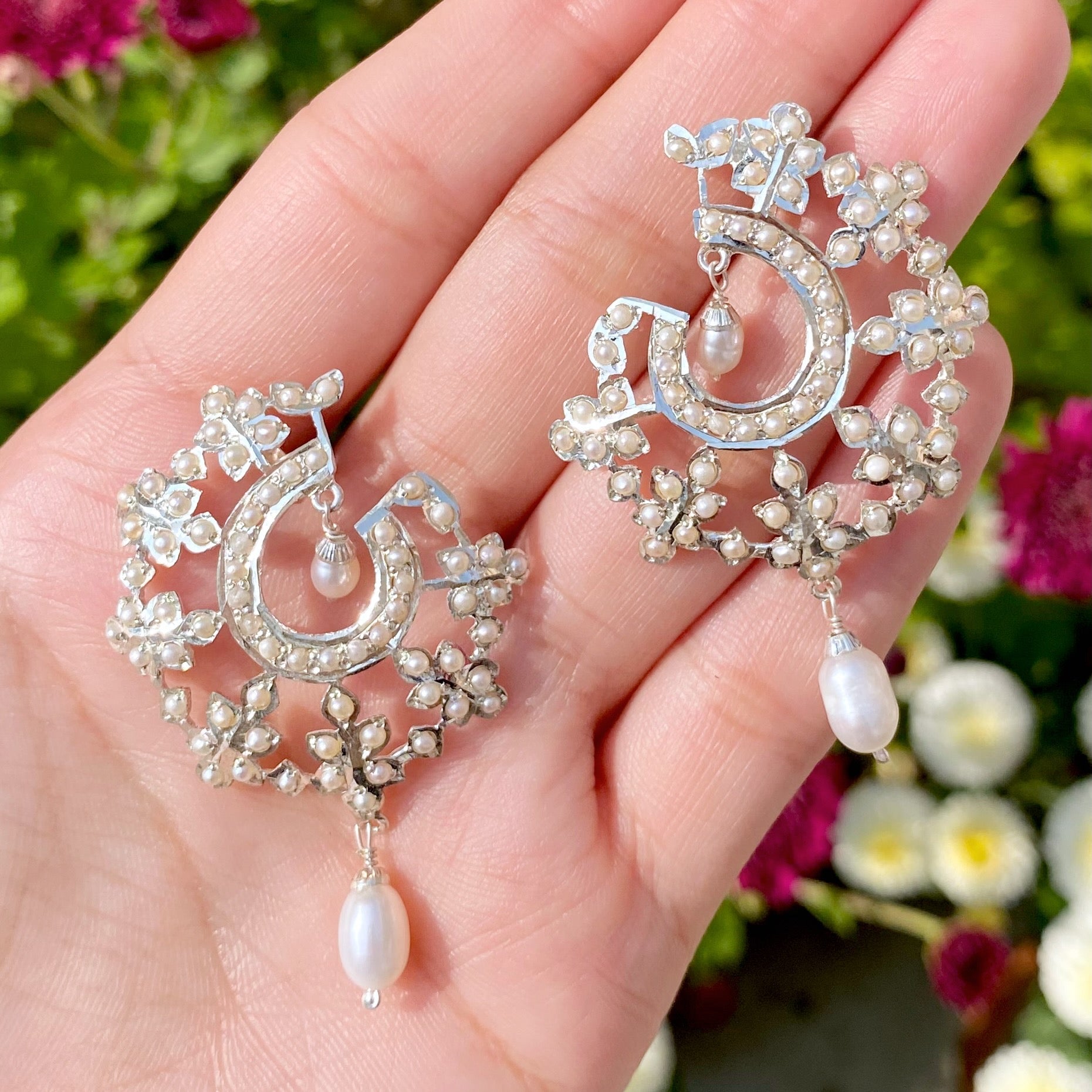 Boho Sterling Silver Earrings | Freshwater Seed Pearls