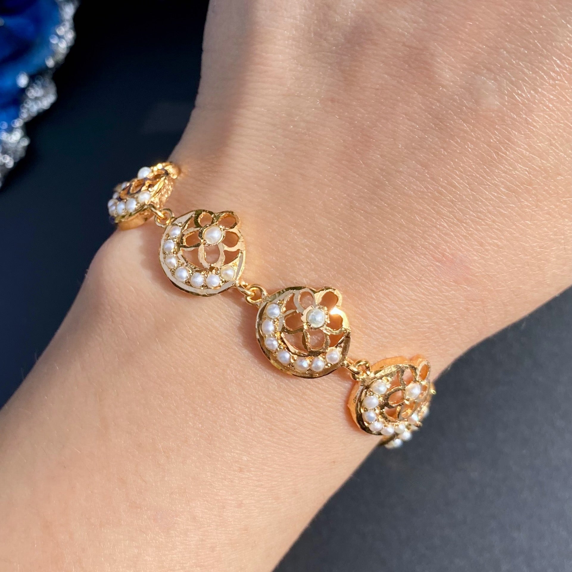 Dainty Pearl Bracelet | Gold Plated on Silver Base BG 154