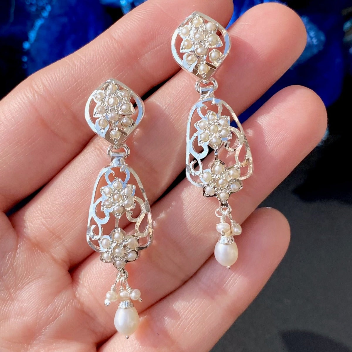 dainty bohemian silver earrings for girls
