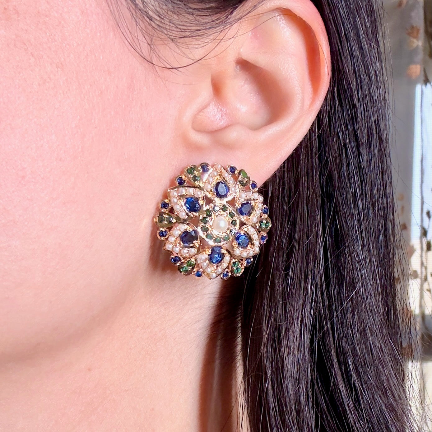 Womens Stud Earrings on Sterling Silver | Jadau Earrings ER 485
