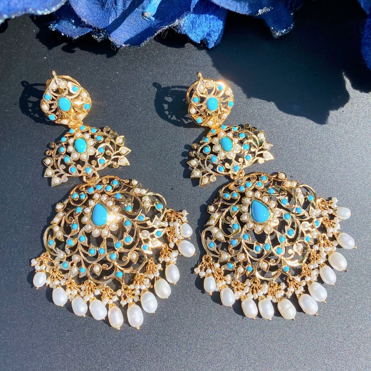 gold finished Hyderabadi earrings