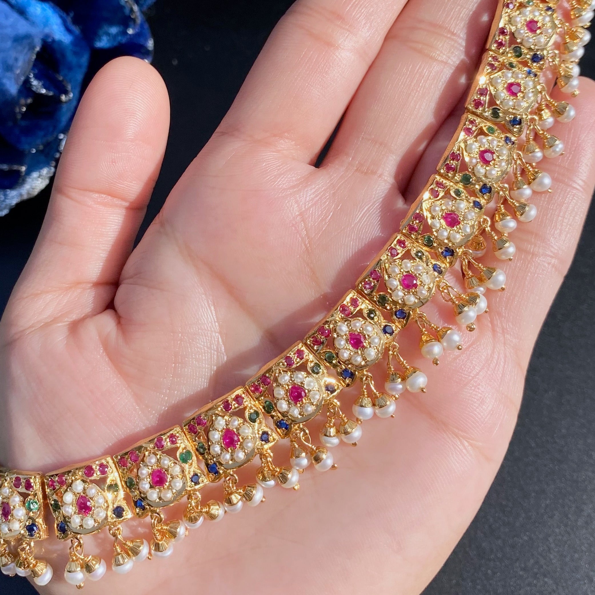 Elegant Jadau Set in Multicolor | Gold Plated Silver NS 431