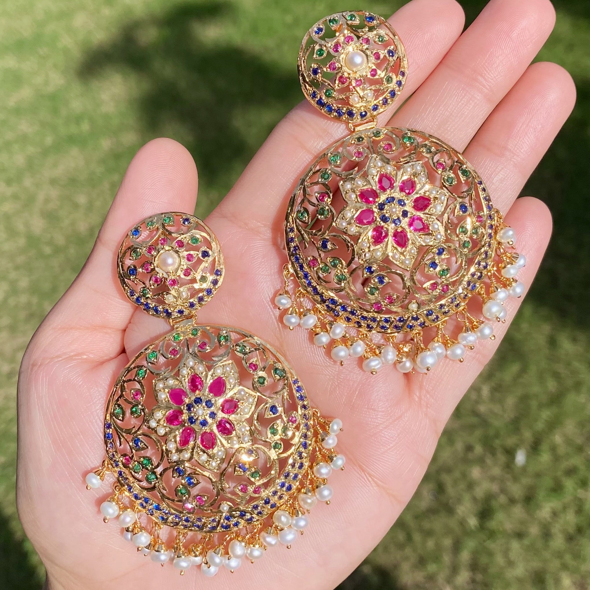 Elegant Jadau Set in Multicolor | Gold Plated Silver NS 431