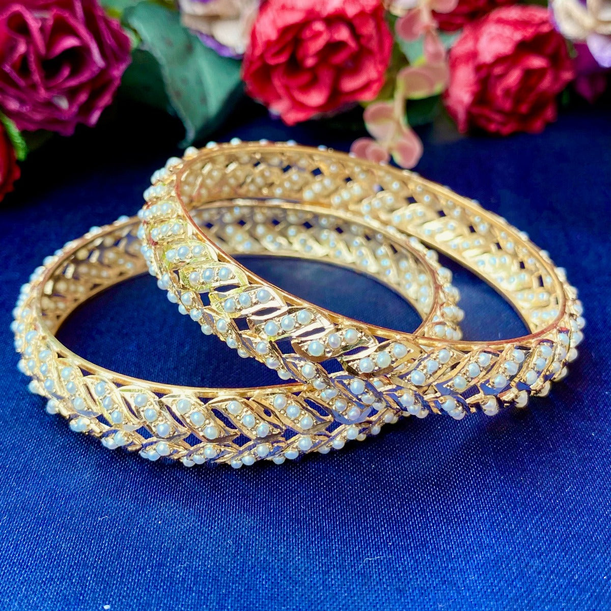 pearl bangles made with traditional indian / pakistani jadau craft