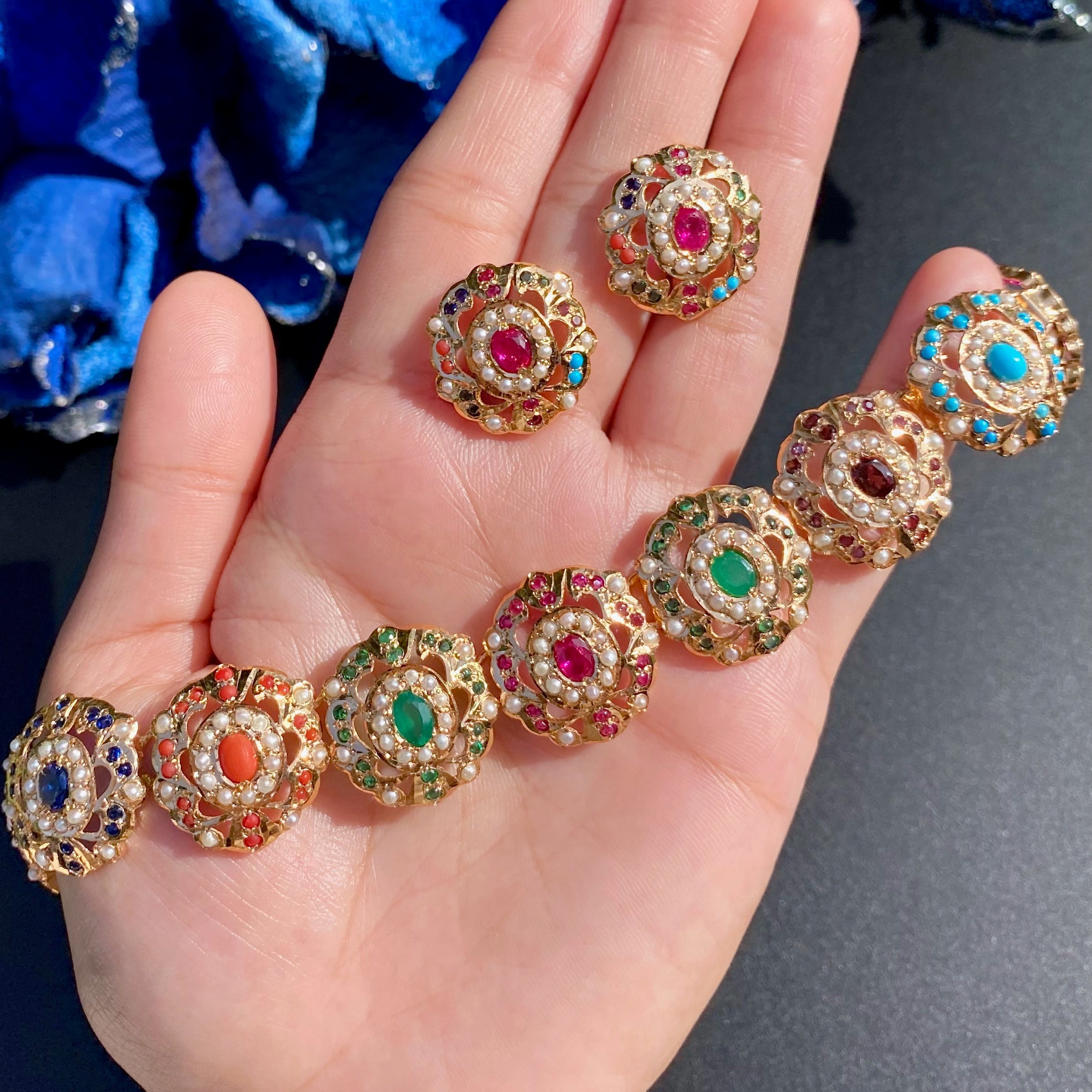 Premium Gold Plated Jadau Choker Set | Sterling Silver Base NS 435