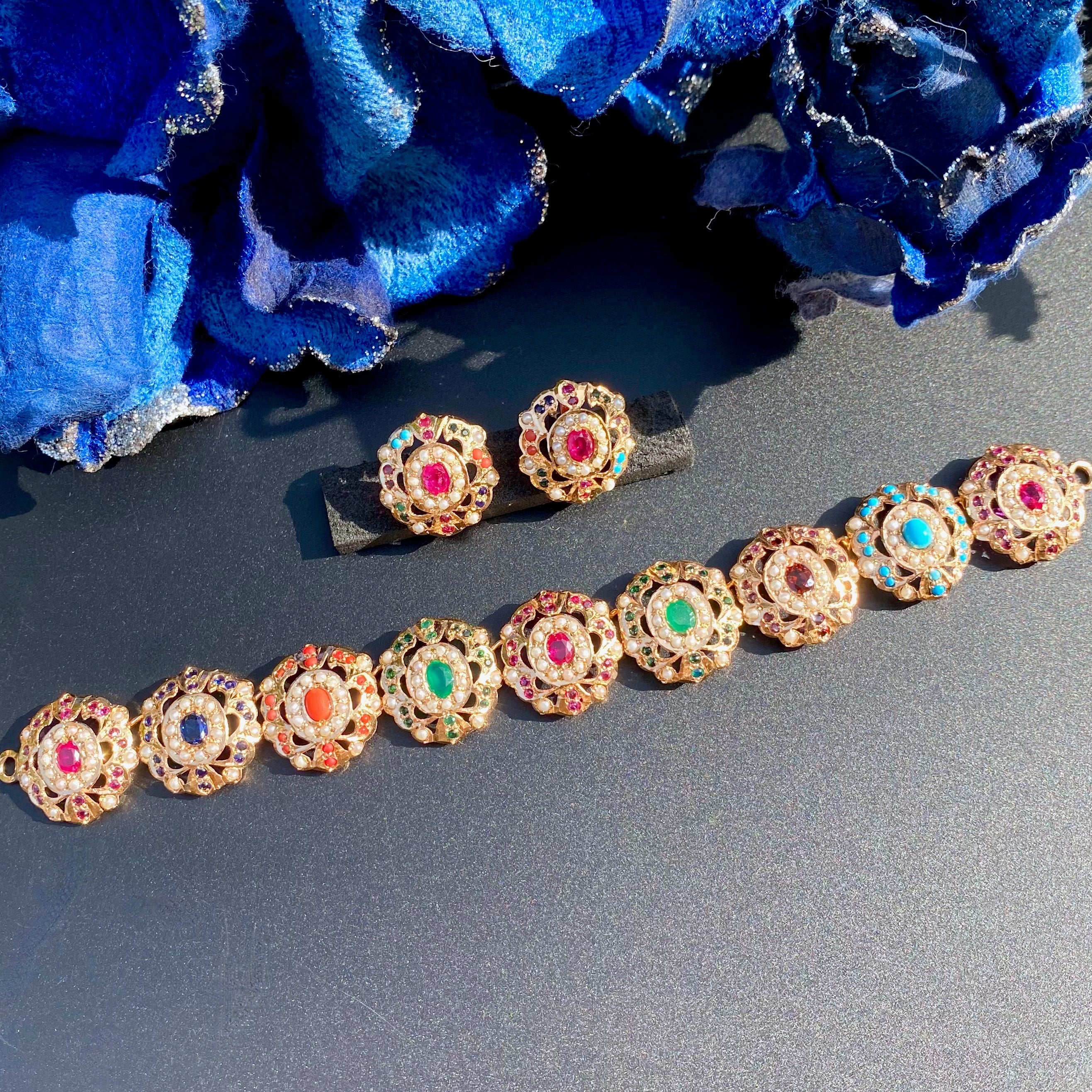 Premium Gold Plated Jadau Choker Set | Sterling Silver Base NS 435