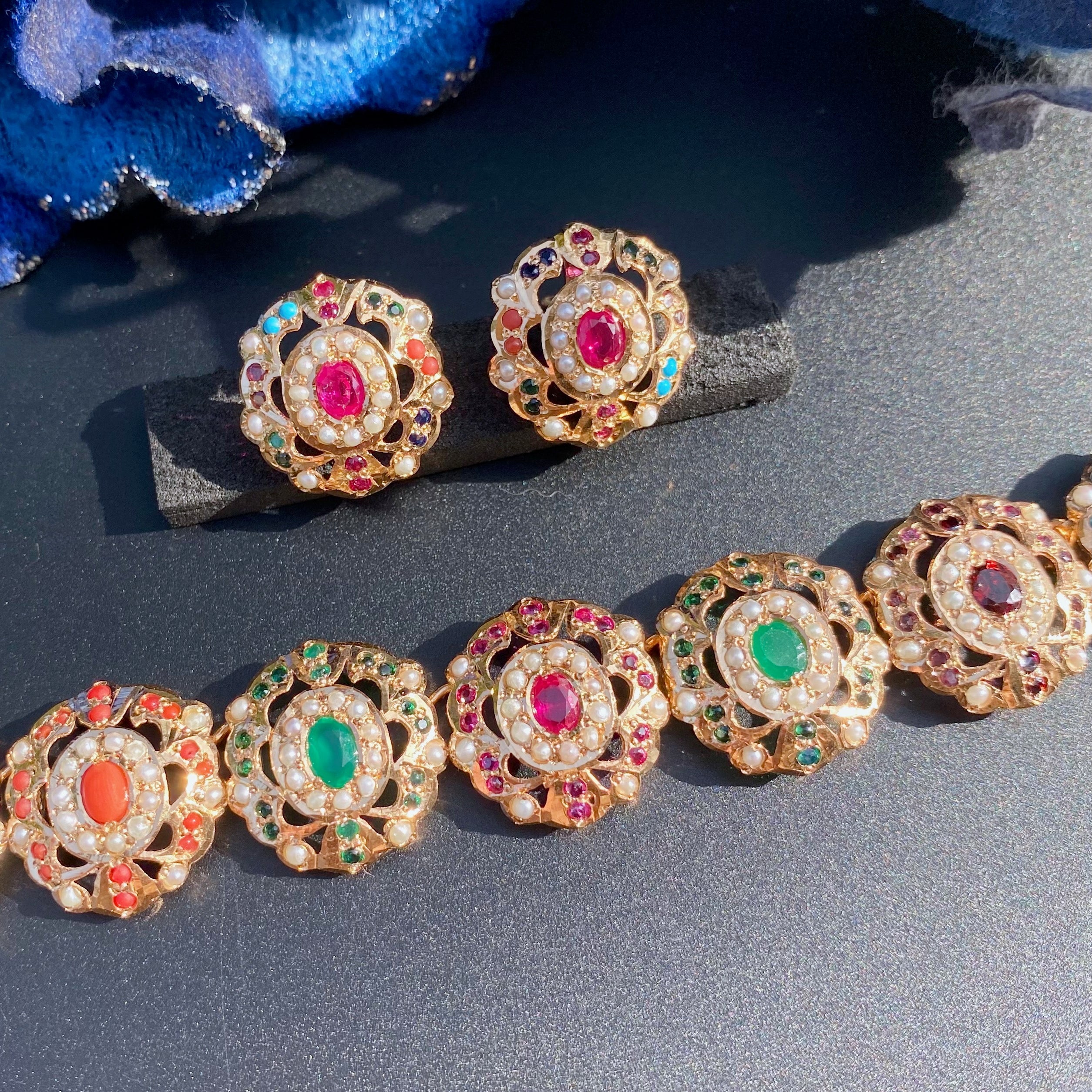 Premium Gold Plated Jadau Choker Set | Sterling Silver Base NS 435