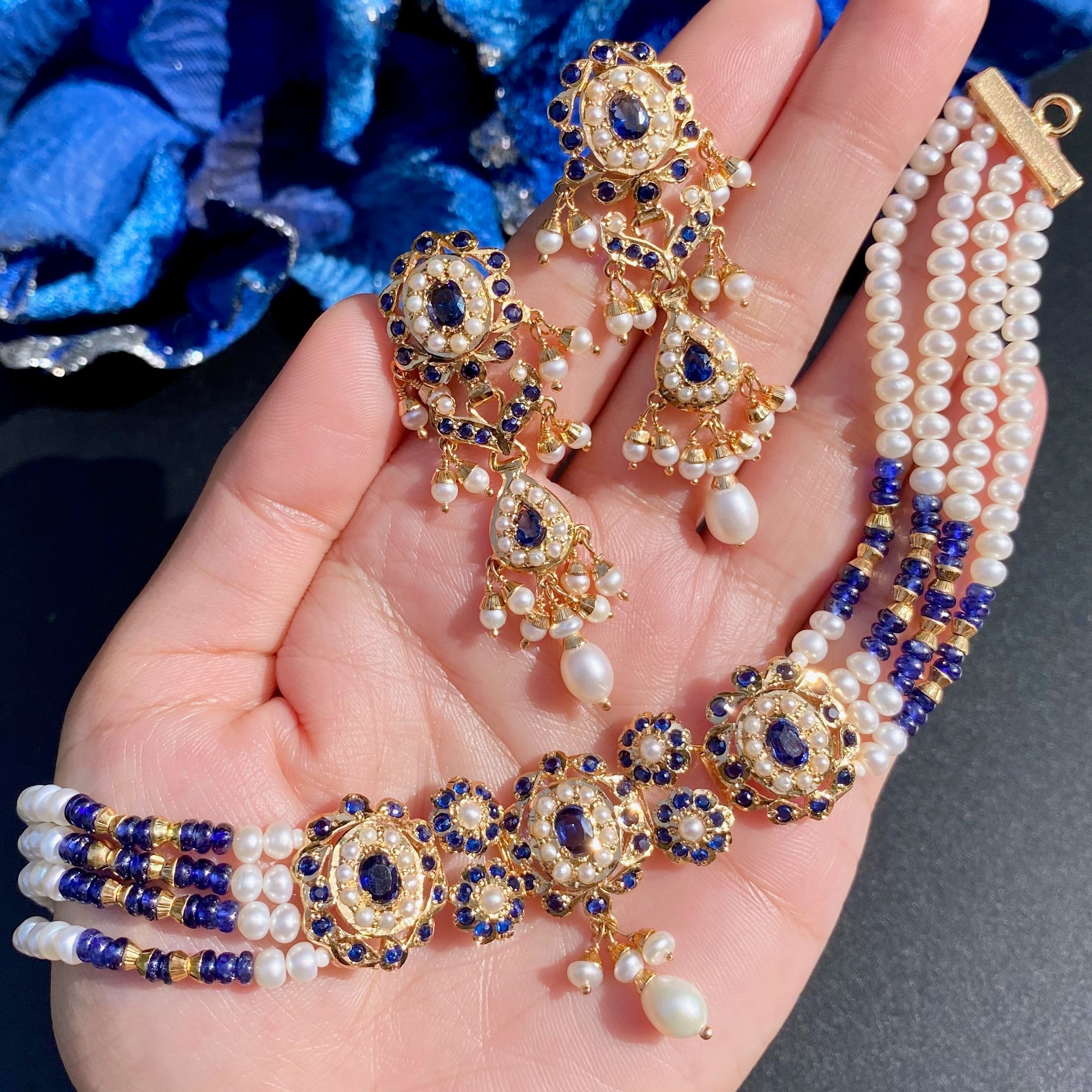 Premium Gold Plated Jadau Choker Set | Sterling Silver Base  NS 436