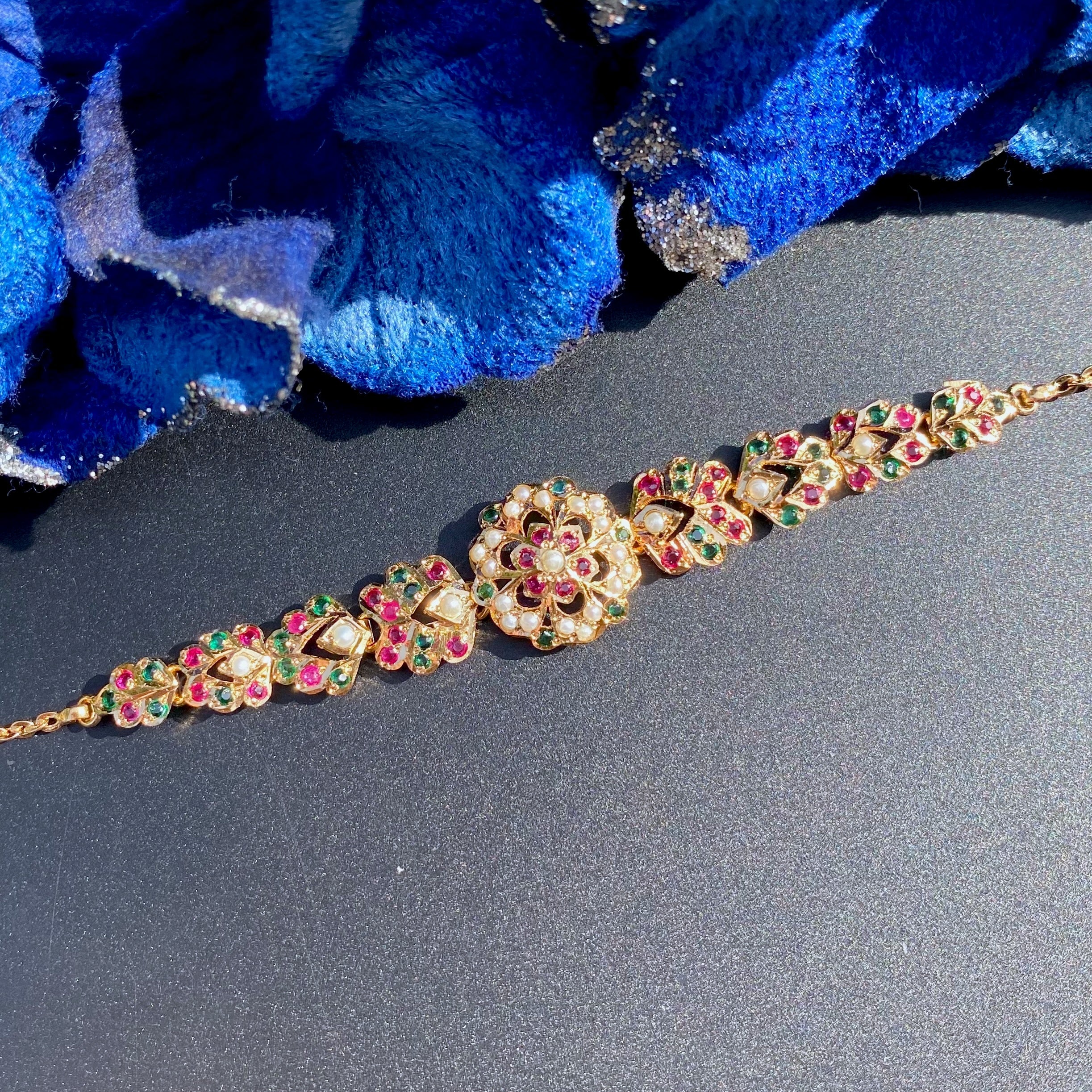 Dainty Jadau Bracelet For Women | Gold Plated on Silver BG 157