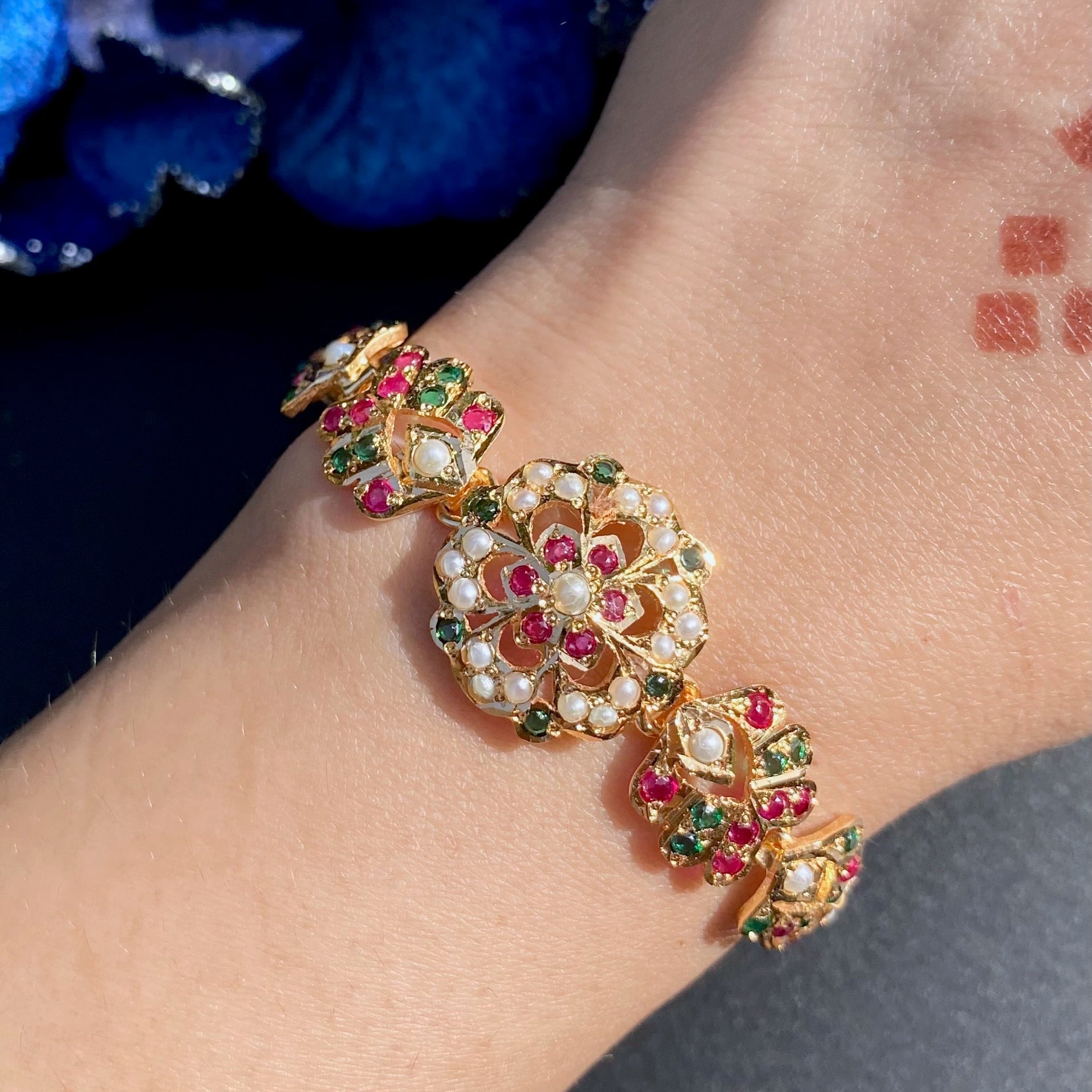 Dainty Jadau Bracelet For Women | Gold Plated on Silver BG 157