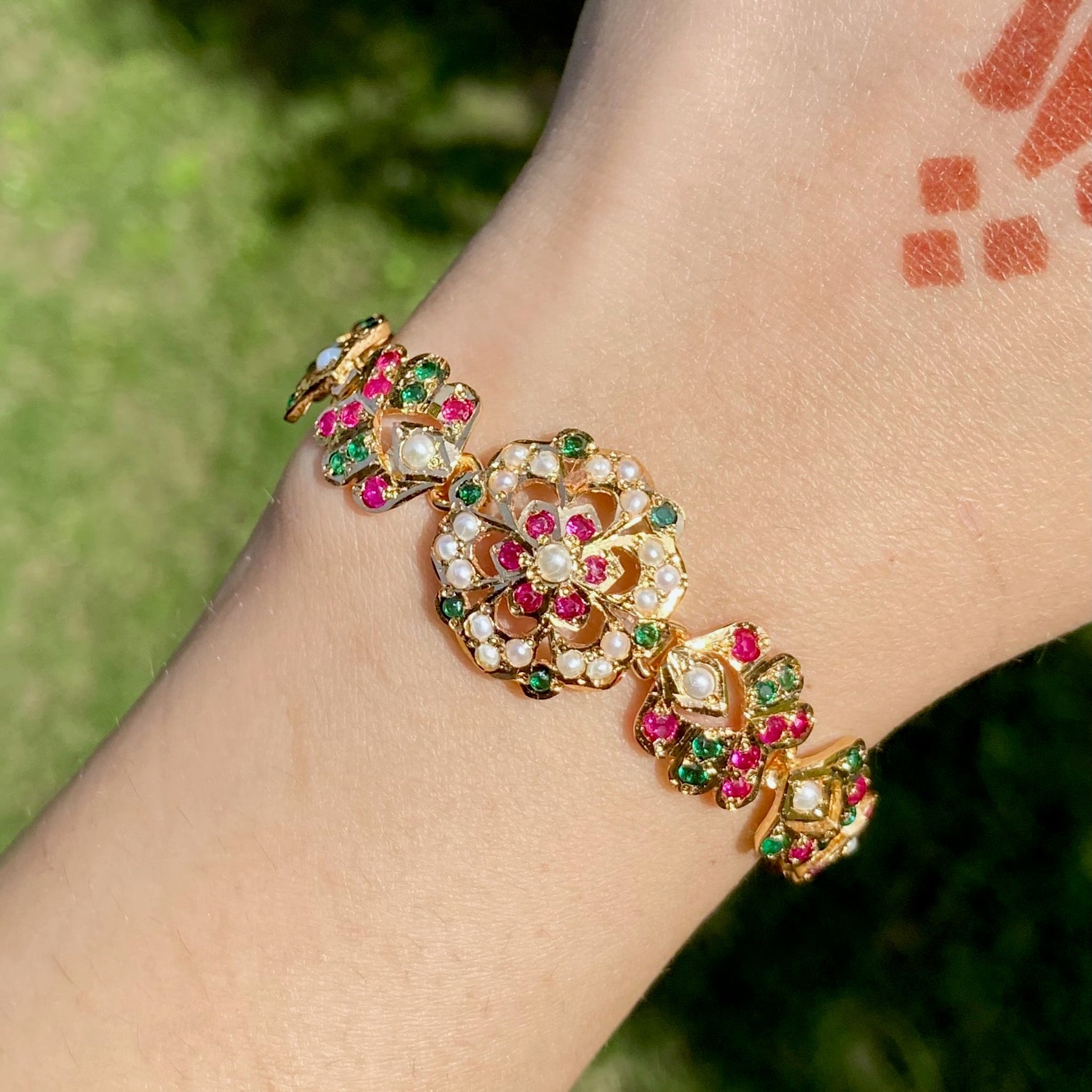 Dainty Jadau Bracelet For Women | Gold Plated on Silver BG 157