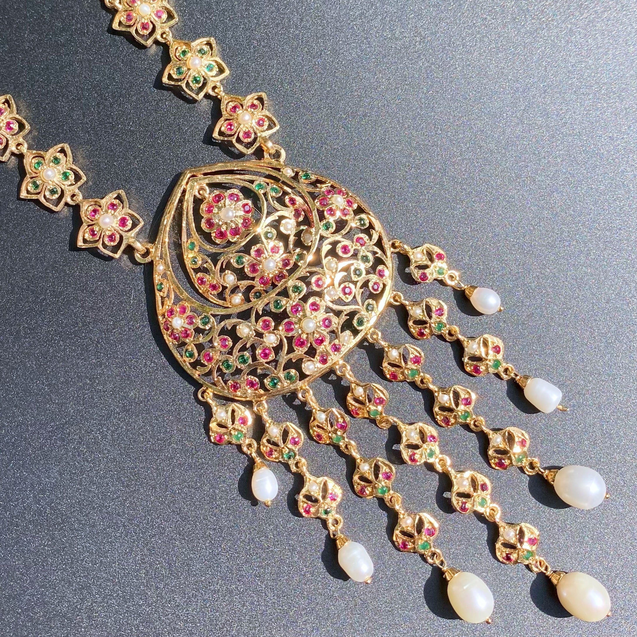 Classy Arabian Styled Stone Necklace Set | Gold Plated on 925 Silver NS 439