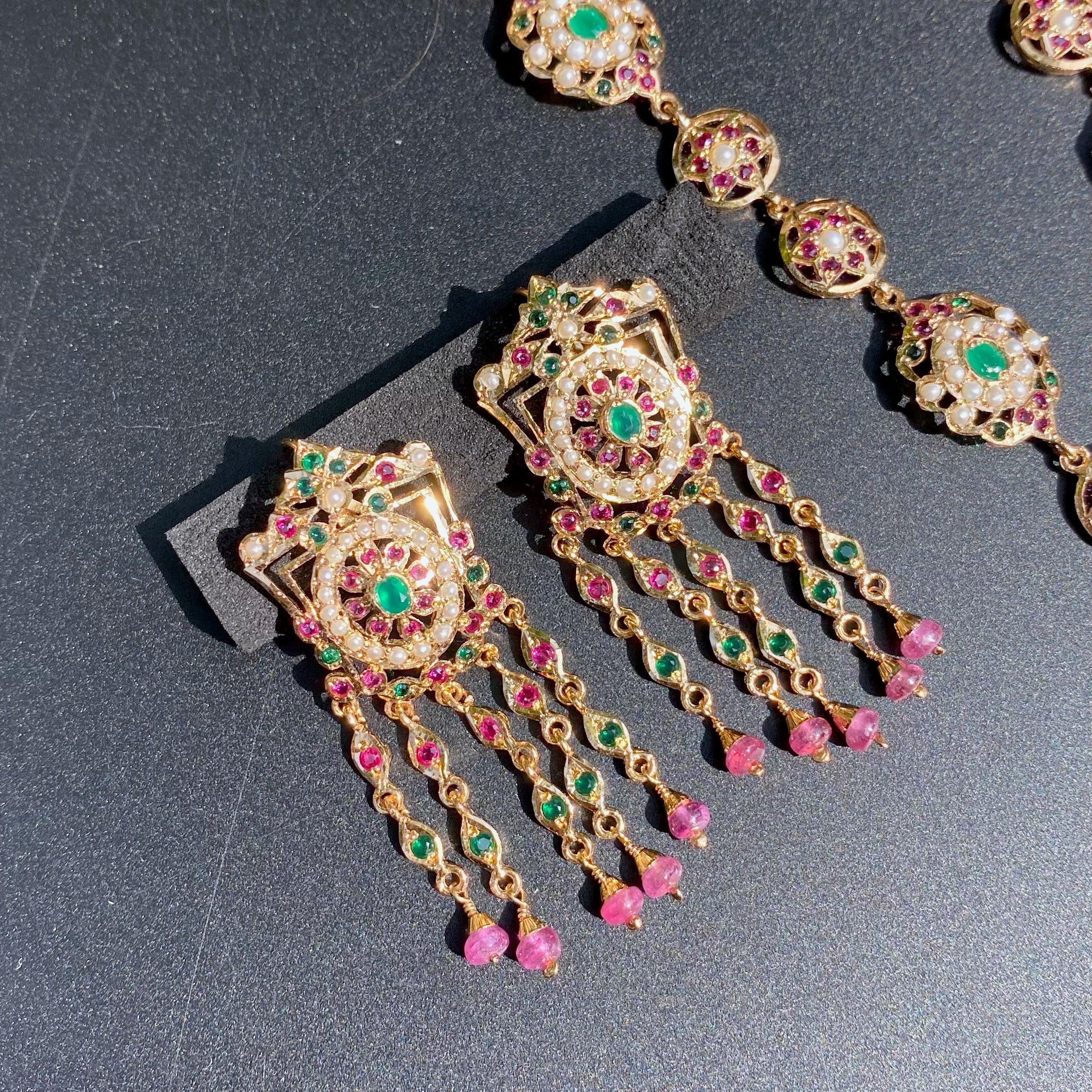 Classy Arabian Styled Necklace Set | Gold Plated on Silver Base NS 440