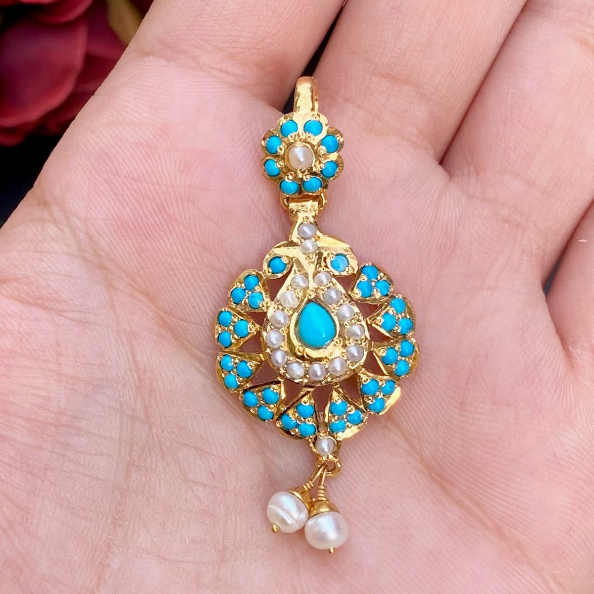 jadau pendant with pearl and pheroza usa