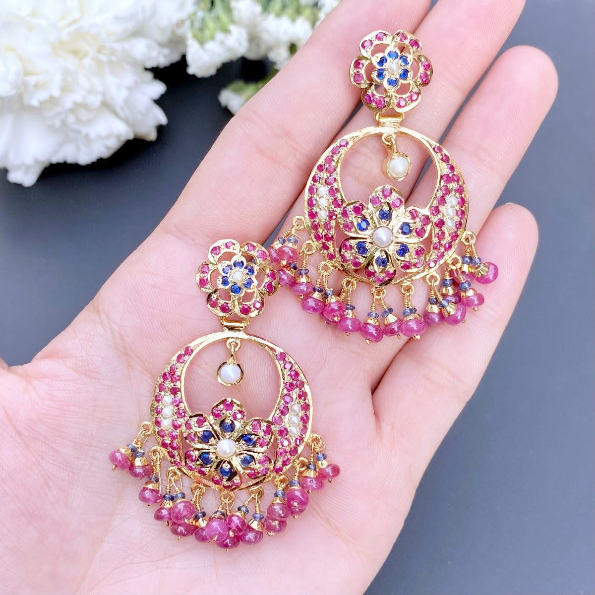 silver chandbali earrings