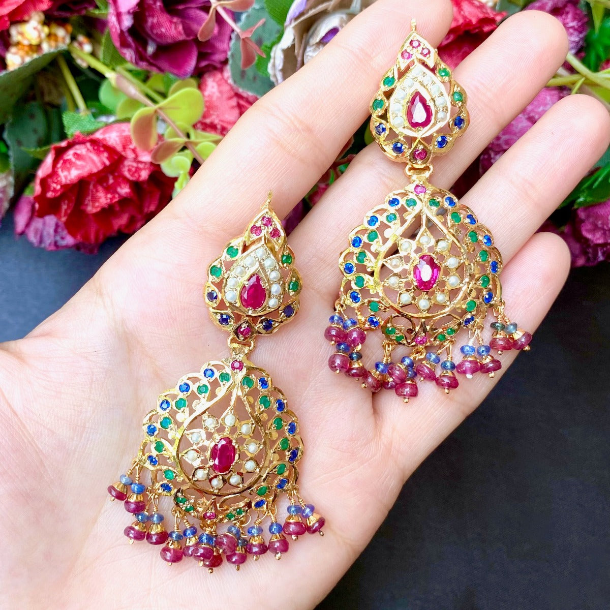 mughal style gold earrings
